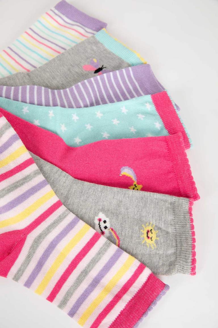 Girl 7 Piece Cotton Long Socks