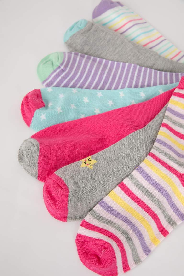 Girl 7 Piece Cotton Long Socks