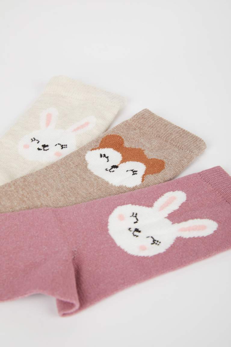 Girl 3 Piece Cotton Long Socks