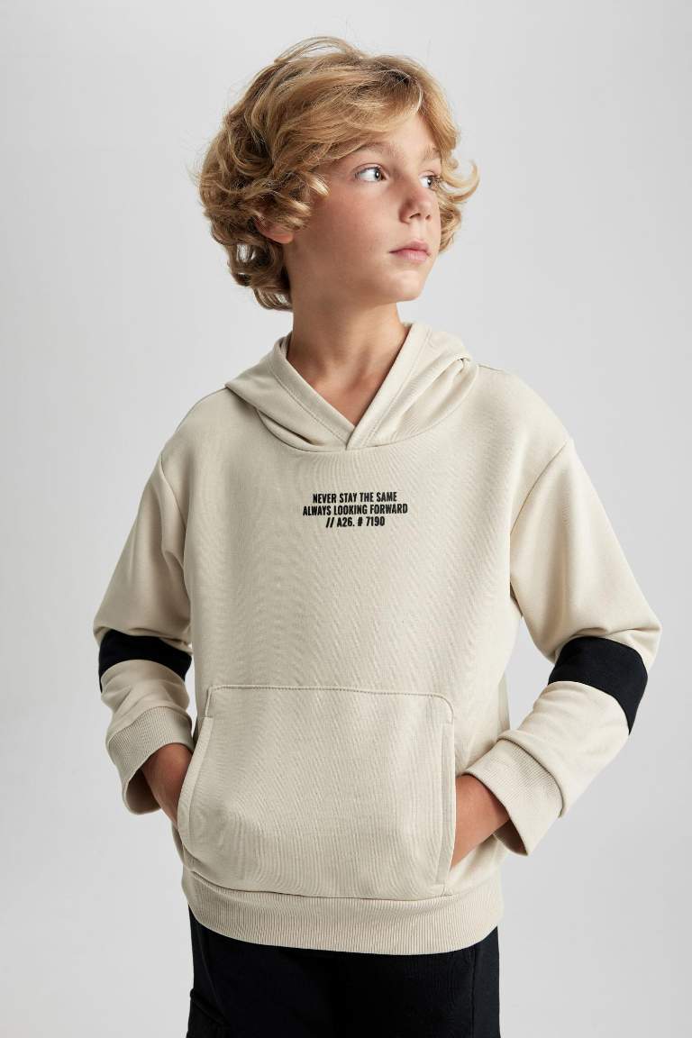 Ecru BOYS & TEENS Oversize Fit Hooded Sweatshirt 2854559 | DeFacto