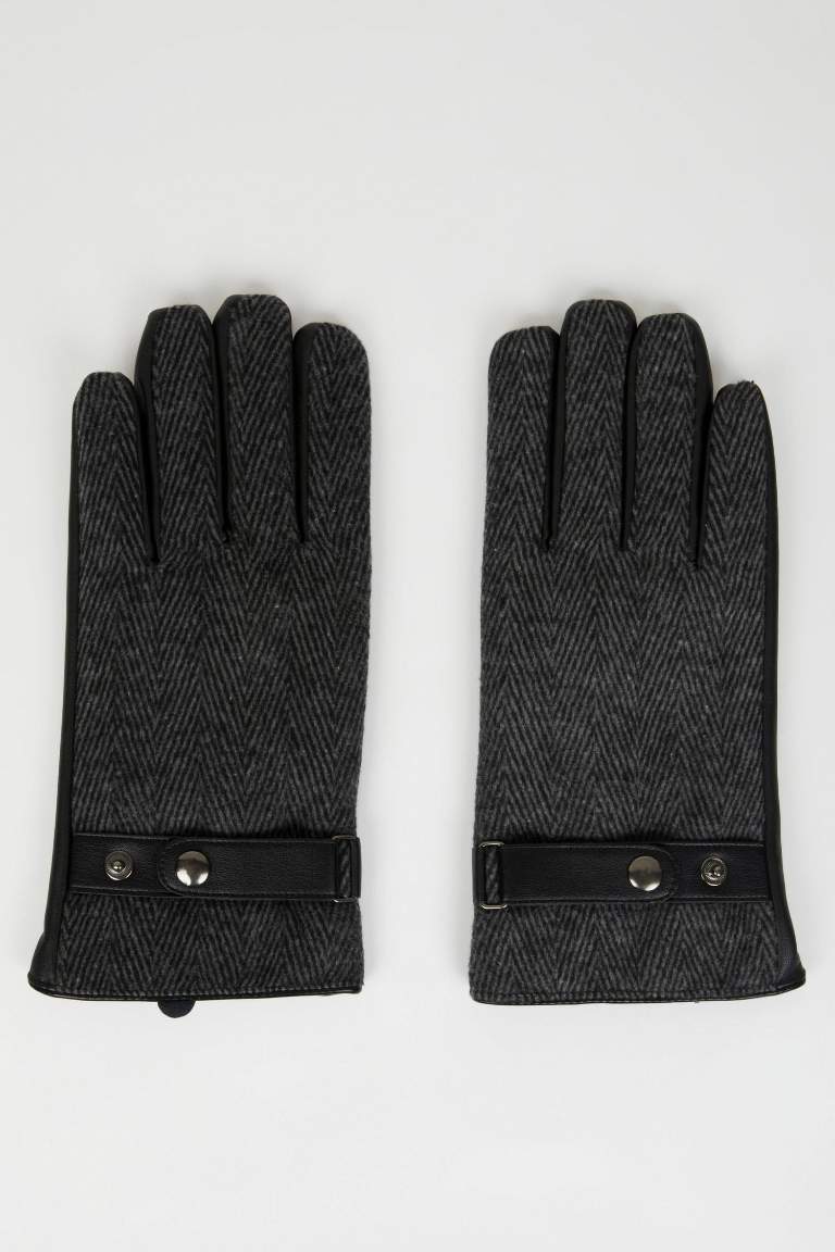 Man Faux Leather Gloves