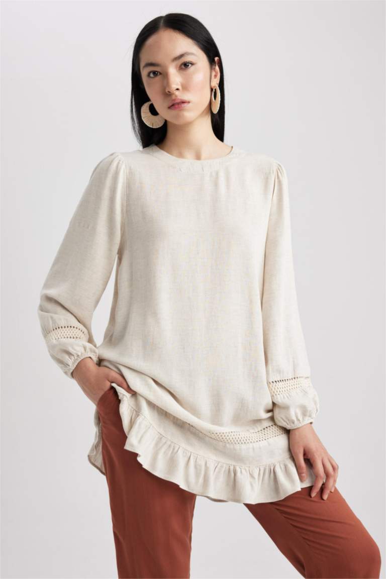 Long Sleeve Solid Color Regular Tunic ser21247