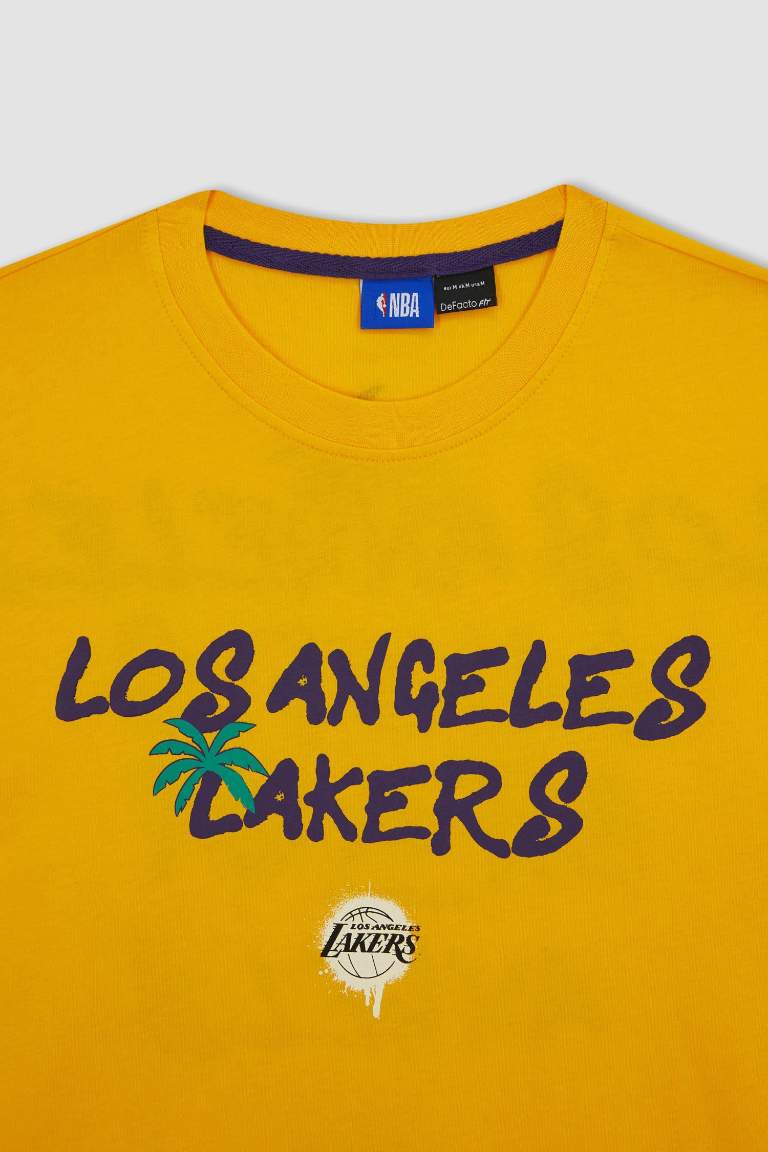 DeFactoFit NBA Los Angeles Lakers Oversize Fit Bisiklet Yaka Kısa Kollu Tişört
