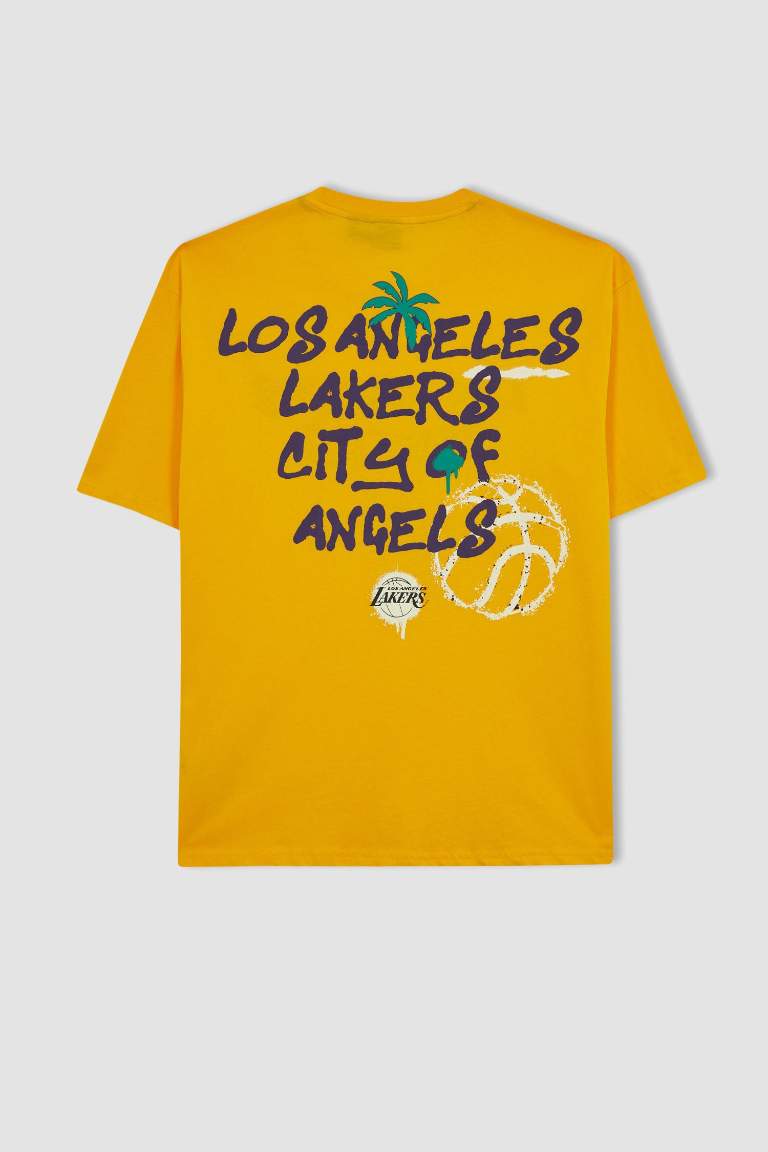 DeFactoFit NBA Los Angeles Lakers Oversize Fit Bisiklet Yaka Kısa Kollu Tişört