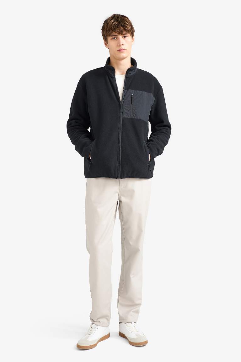 Regular Fit Dik Yaka Fermuarlı Polar Hırka