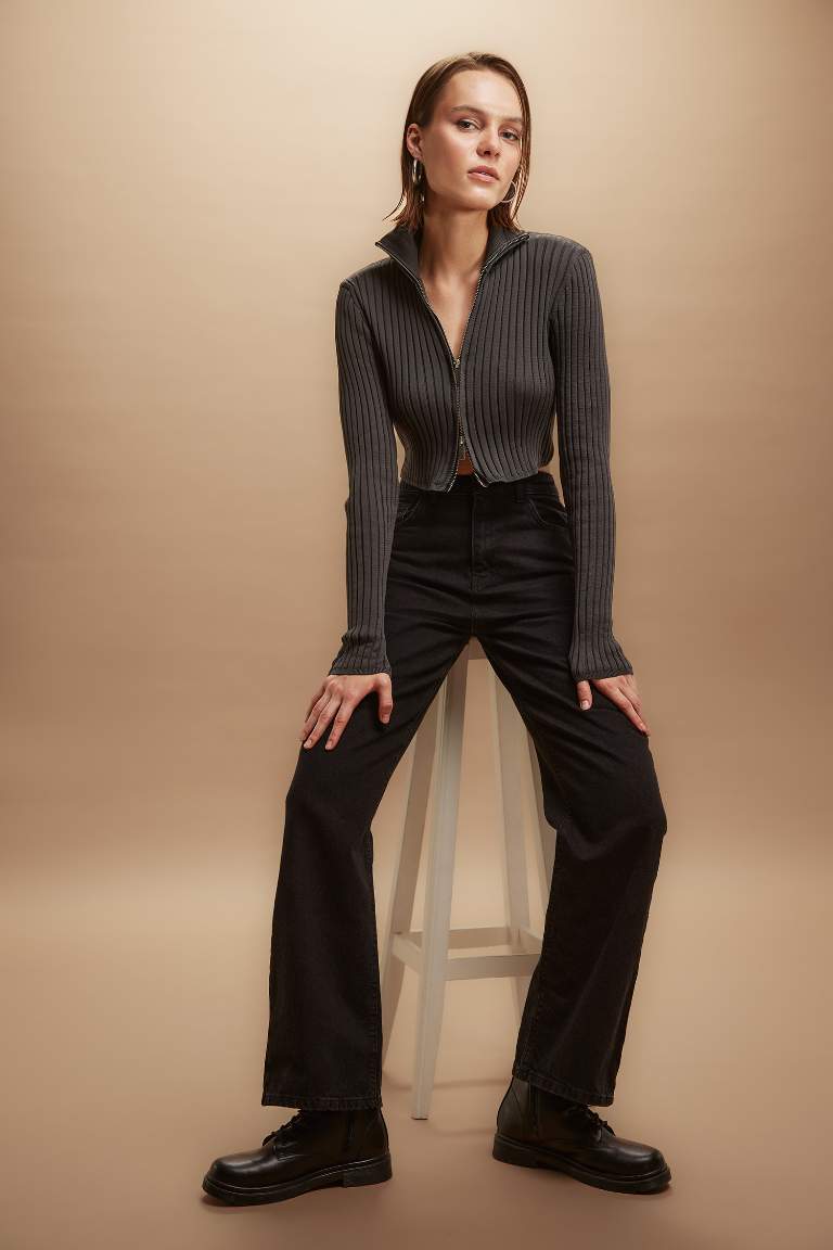 90's Wide Leg Yüksek Bel Geniş Paça Cepli Uzun Jean Pantolon