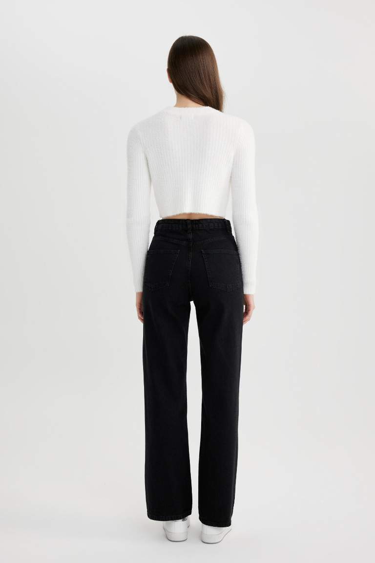 90's Wide Leg Yüksek Bel Geniş Paça Cepli Uzun Jean Pantolon