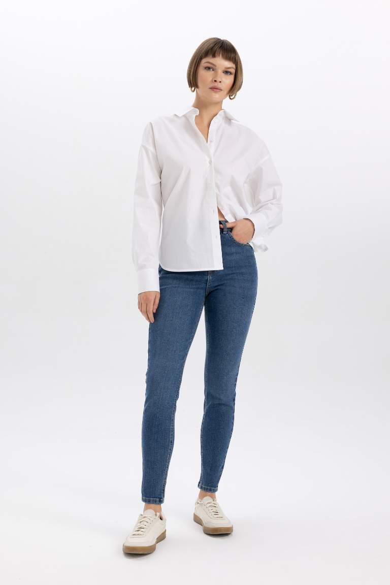 Anna Skinny Fit Yüksel Bel Dar Paça Cepli Bilek Boy Jean Pantolon