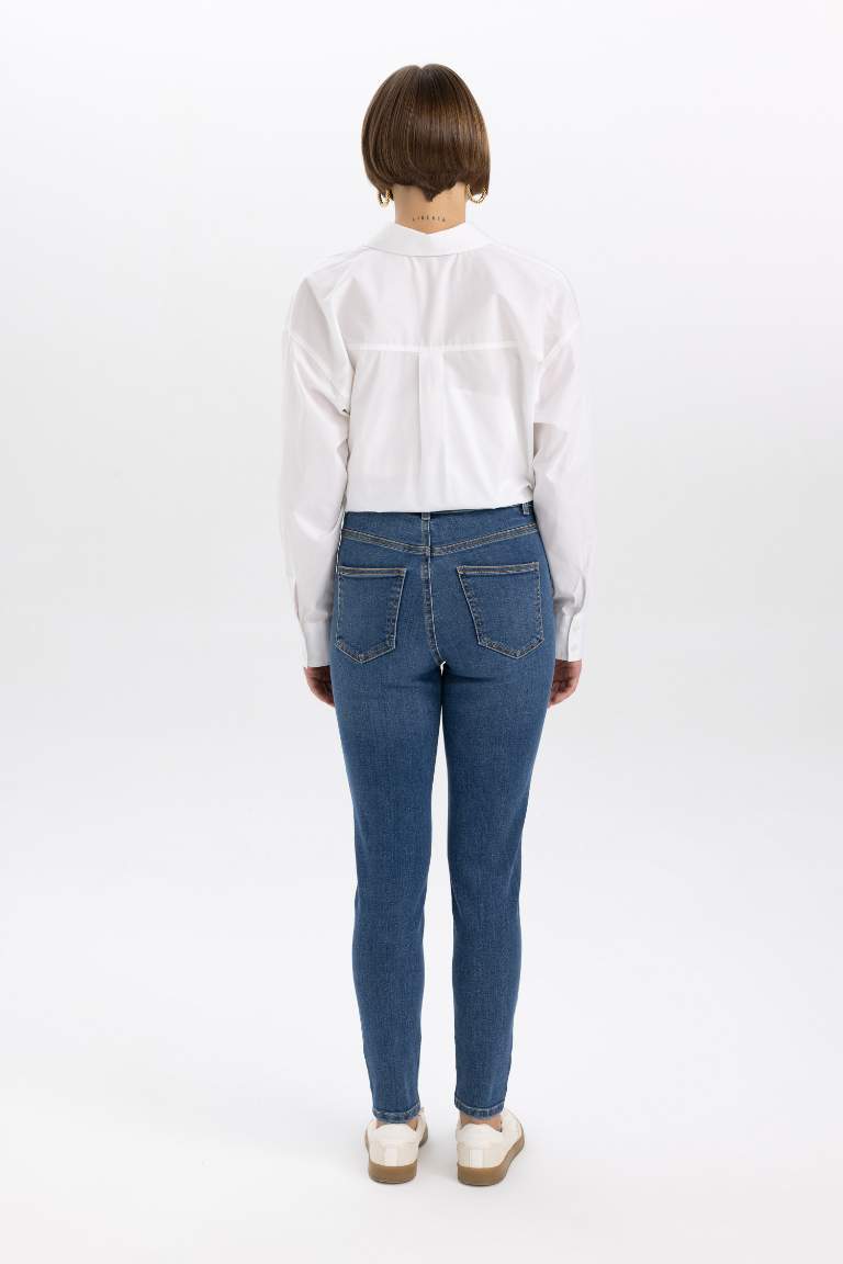 Anna Skinny Fit Yüksel Bel Dar Paça Cepli Bilek Boy Jean Pantolon