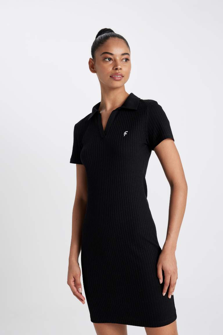 DeFactoFit Slim Fit Polo Neck Dress