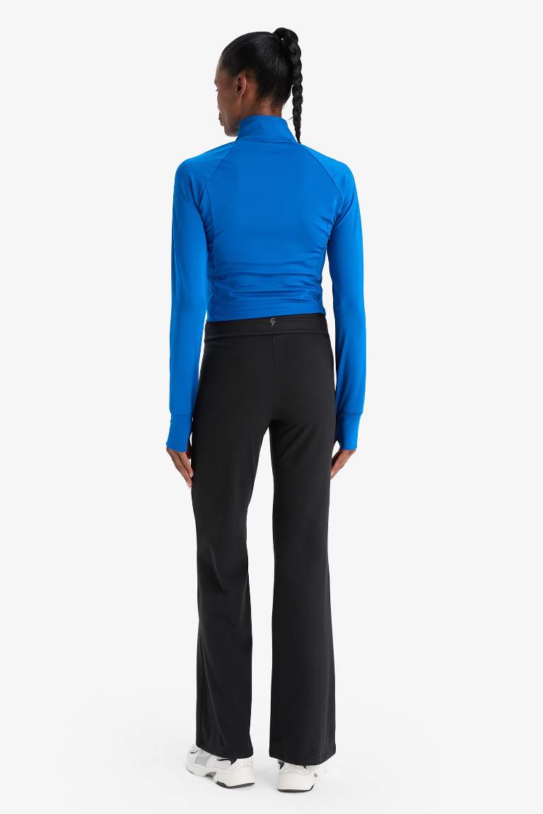 DeFactoFit Wide Leg Geniş Paça Pantolon Beli Saran Geniş Bol Paça Bilek Boy