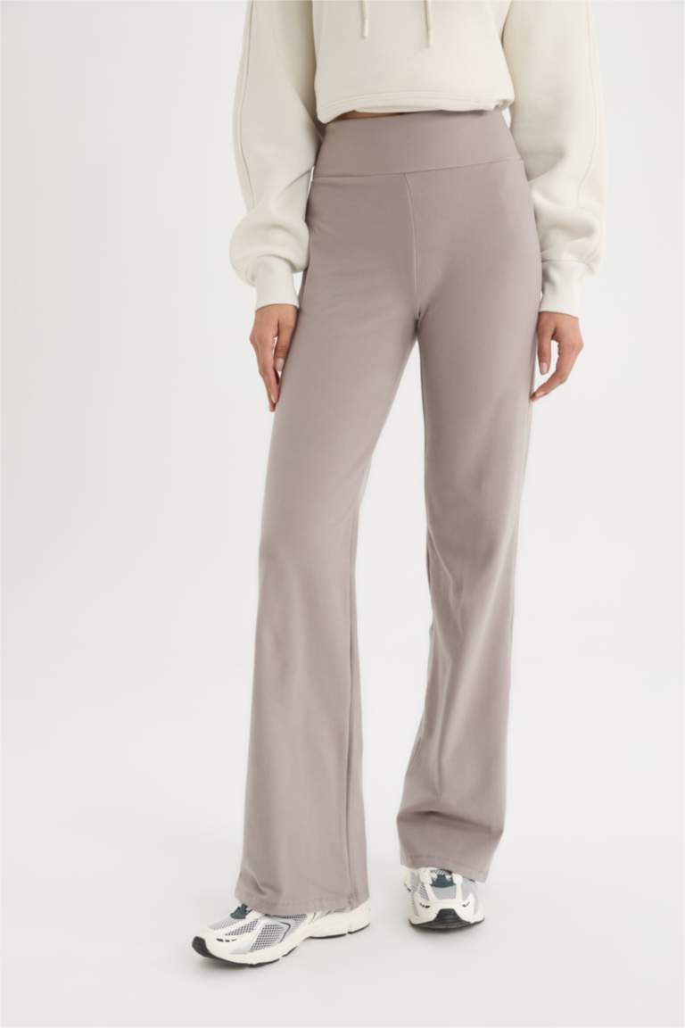 DeFactoFit Wide Leg Geniş Paça Pantolon Beli Saran Geniş Bol Paça Bilek Boy