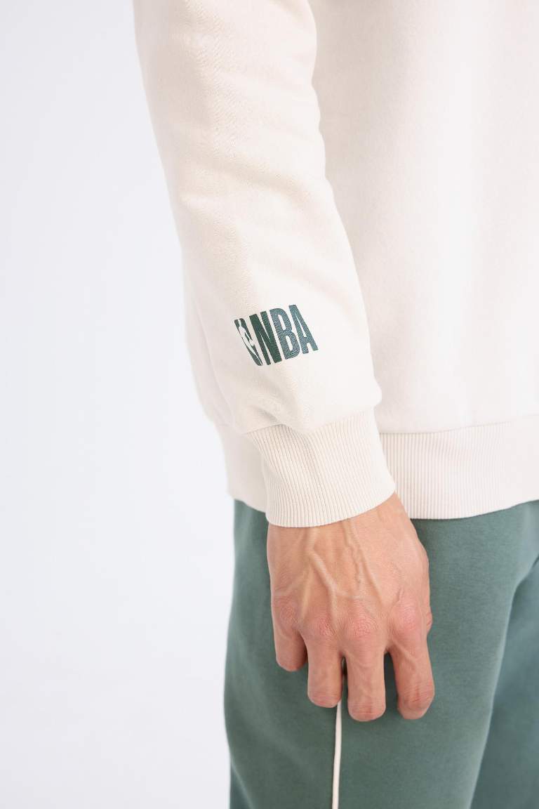 DeFactoFit NBA Los Angeles Lakers Boxy Fit Kapüşonlu Fermuarlı Kalın Sweatshirt