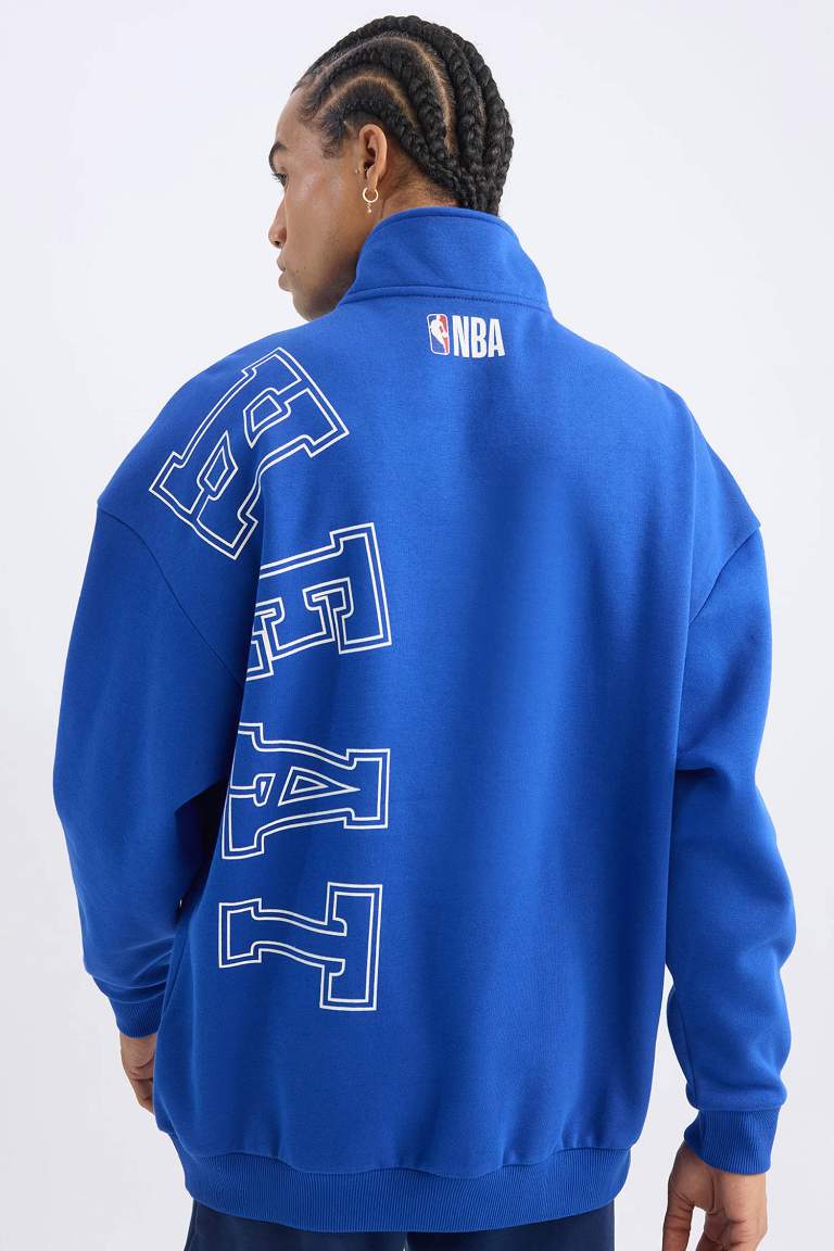 DeFactoFit NBA Miami Heat Oversize Geniş Kalıp Dik Yaka Sırt Baskılı Kalın Sweatshirt