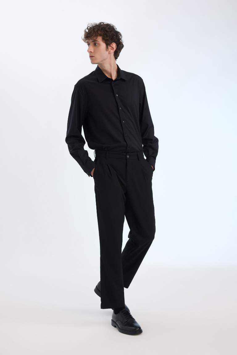 Tailored Regular Fit Basic Straight Leg Trousers