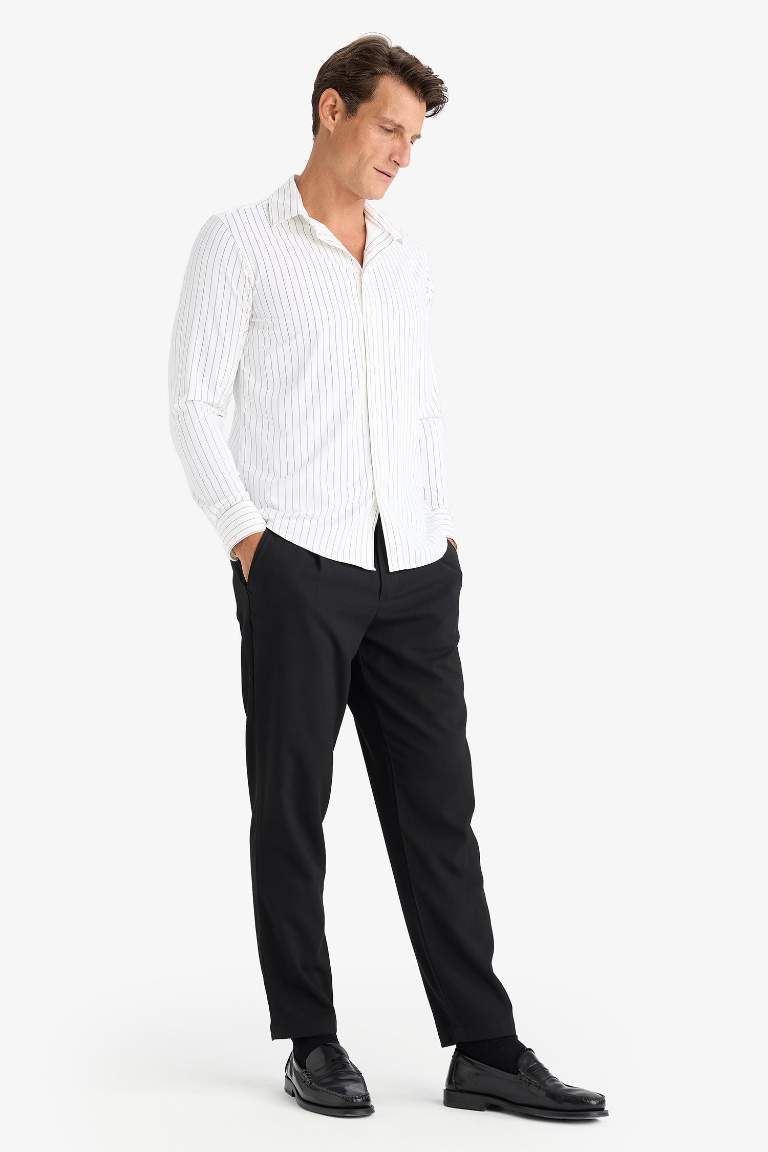 Yazlık Kumaş Pileli Pantolon Tailored Regular Fit Normal Kesim Basic Düz Cepli Düz Paça