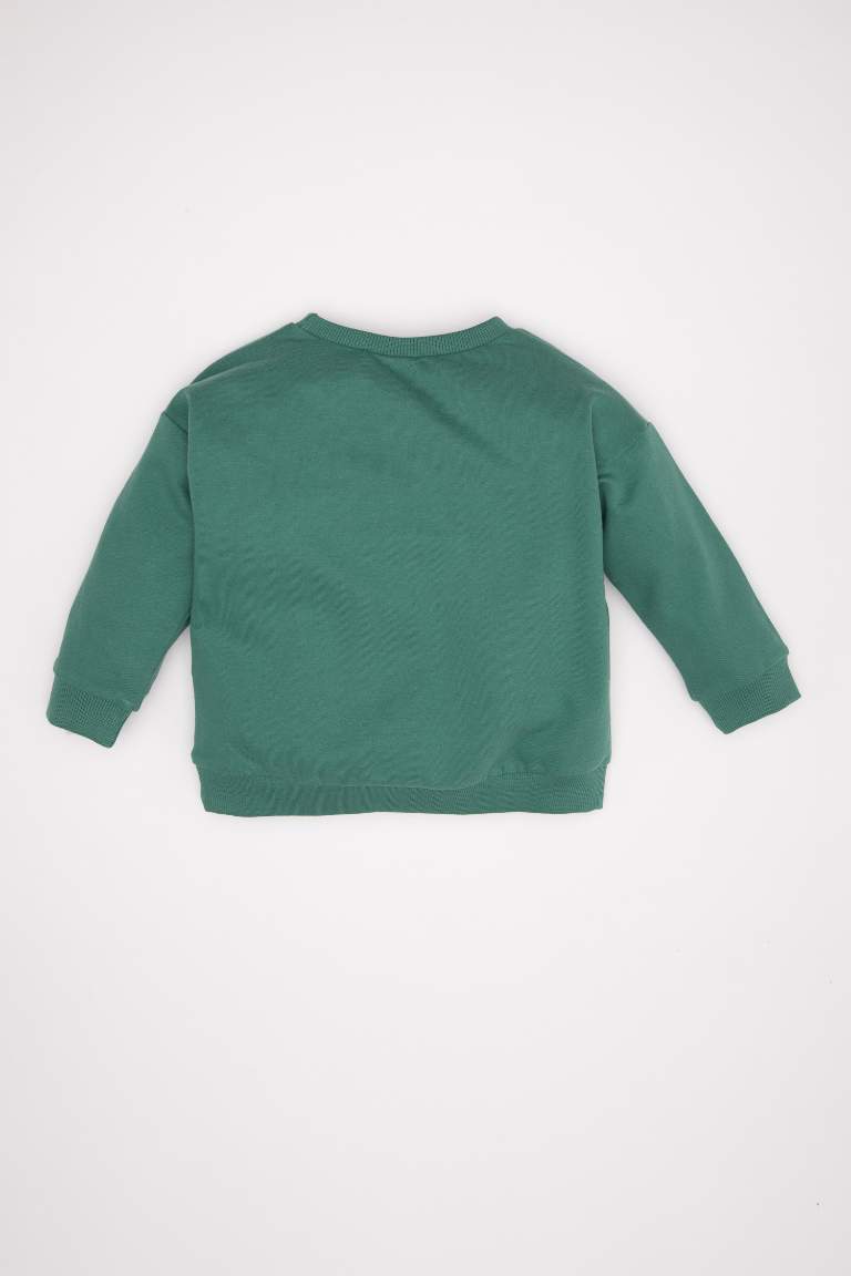 Erkek Bebek %100 Pamuk Bisiklet Yaka Basic Düz Sweatshirt