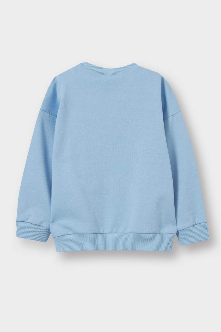 Erkek Bebek Bisiklet Yaka Basic Düz Sweatshirt