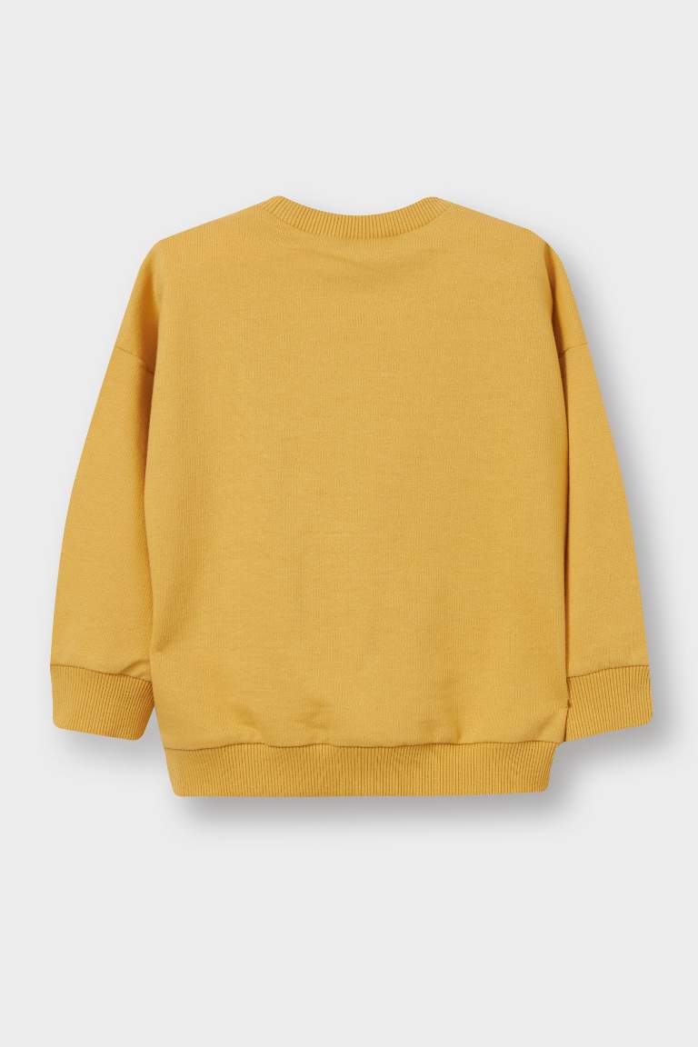 Erkek Bebek Bisiklet Yaka Basic Düz Sweatshirt