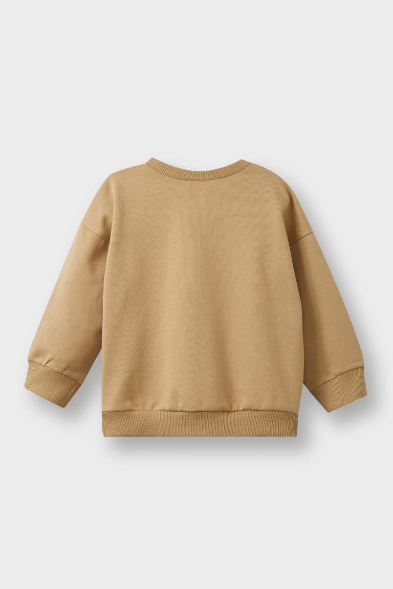 Erkek Bebek Bisiklet Yaka İçi Yumuşak Tüylü 2'li Sweatshirt