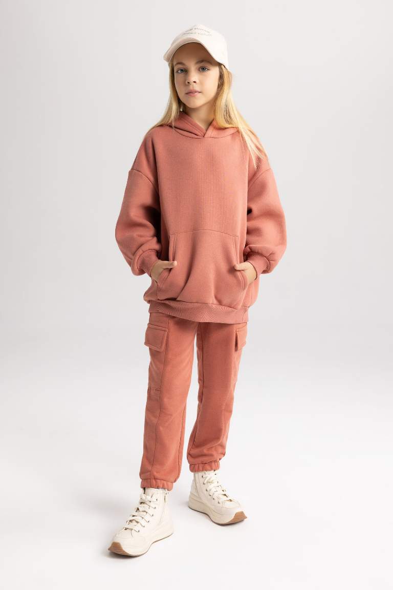 Girl Oversize Fit Hooded Sweatshirt Thick Fabric