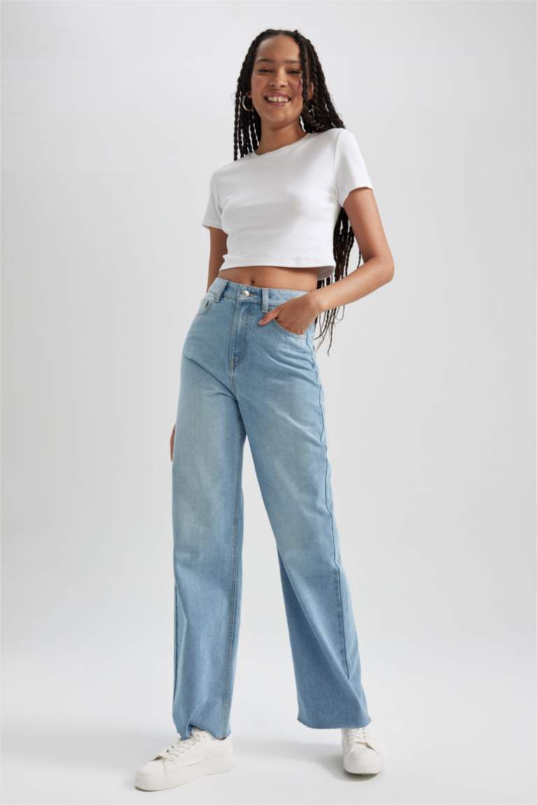 Retro Curve Wide Denim Pants WDZ0030