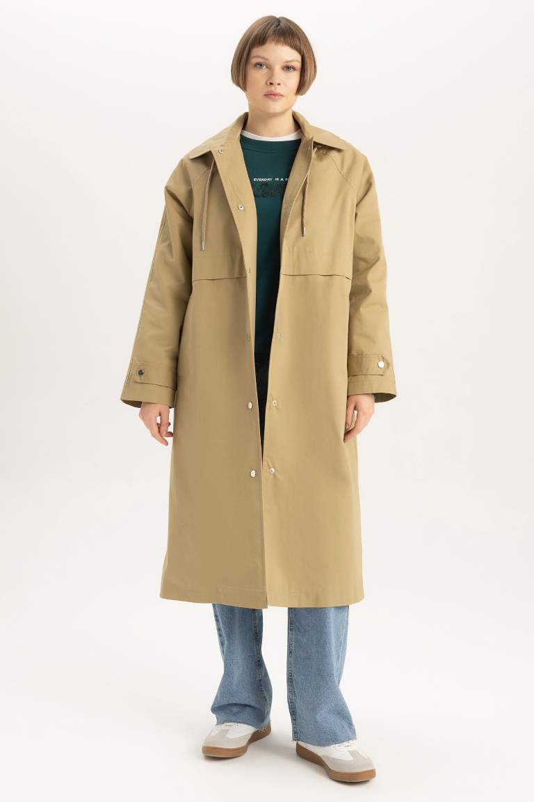 Relax Fit Hooded Trench Coat