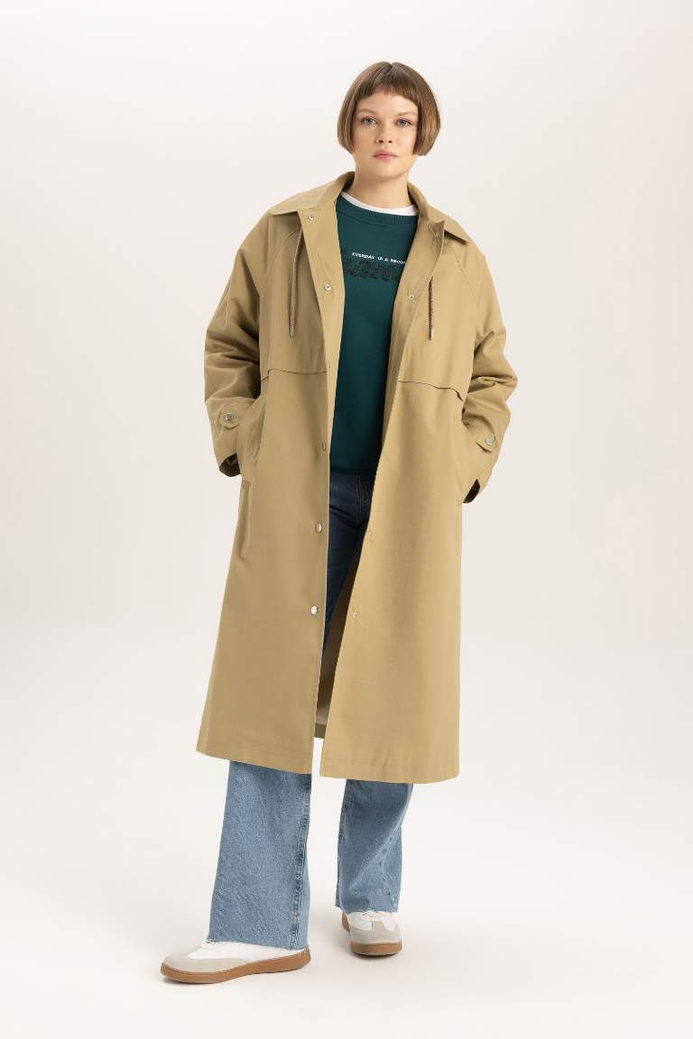 Relax Fit Hooded Trench Coat