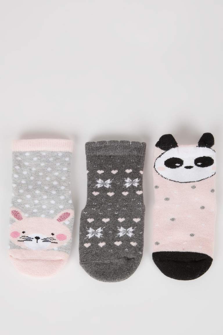 Chaussettes Longues Coton Pour Bébé Fille - 3 Paires