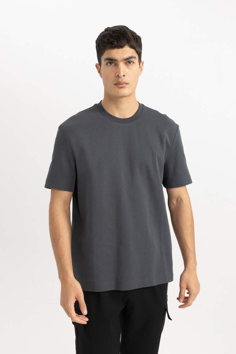 Regular Fit Crew Neck Basic Heavy Fabric T-Shirt