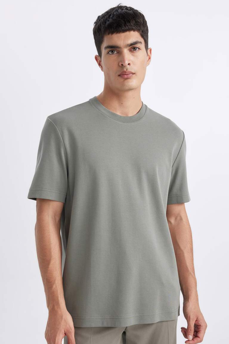 Regular Fit Crew Neck Basic Heavy Fabric T-Shirt