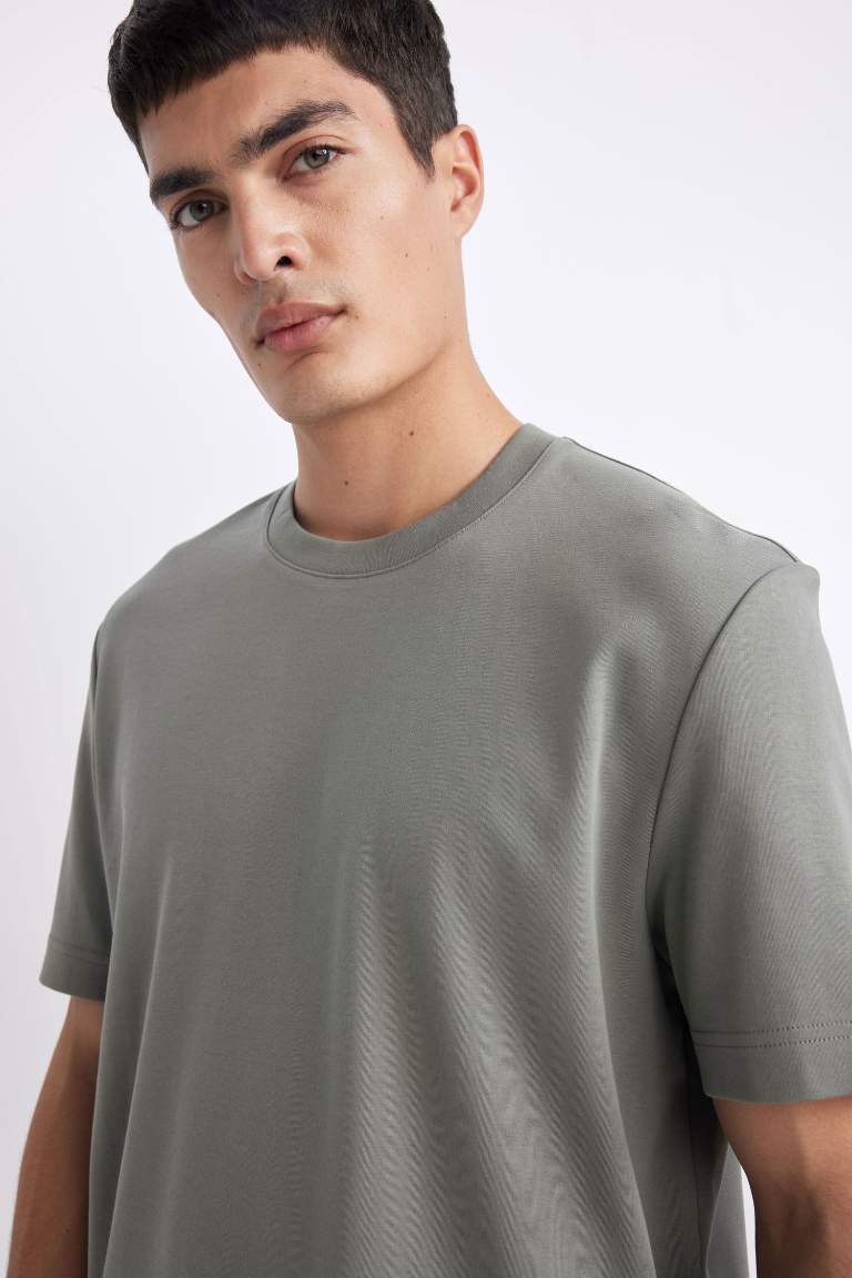 Regular Fit Crew Neck Basic Heavy Fabric T-Shirt