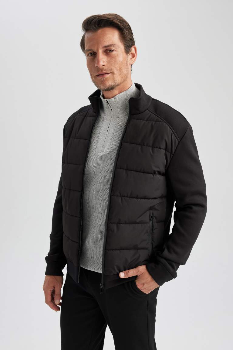 Slim Fit Mont Dar Kesim Dik Yaka Fermuarlı Çift Cepli