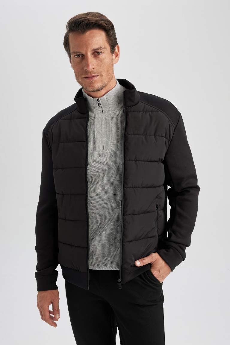 Slim Fit Mont Dar Kesim Dik Yaka Fermuarlı Çift Cepli