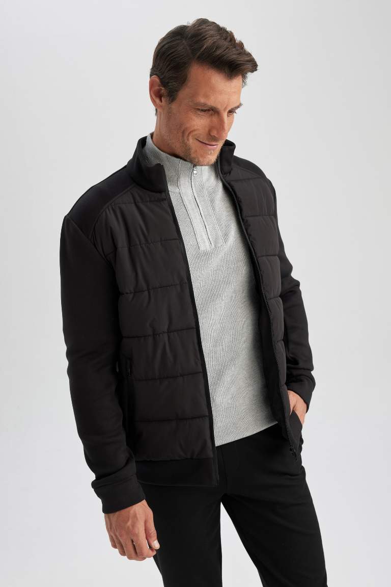 Slim Fit Mont Dar Kesim Dik Yaka Fermuarlı Çift Cepli