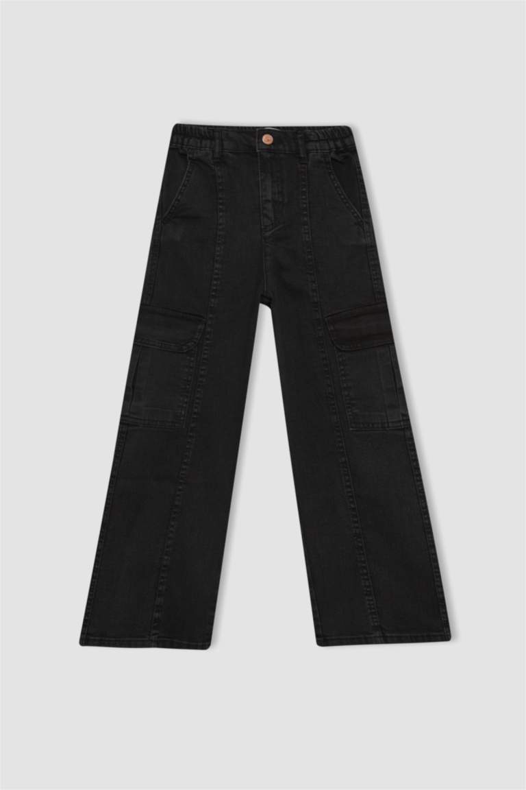 Kız Çocuk Wide Leg Kargo Geniş Paça Jean Pantolon