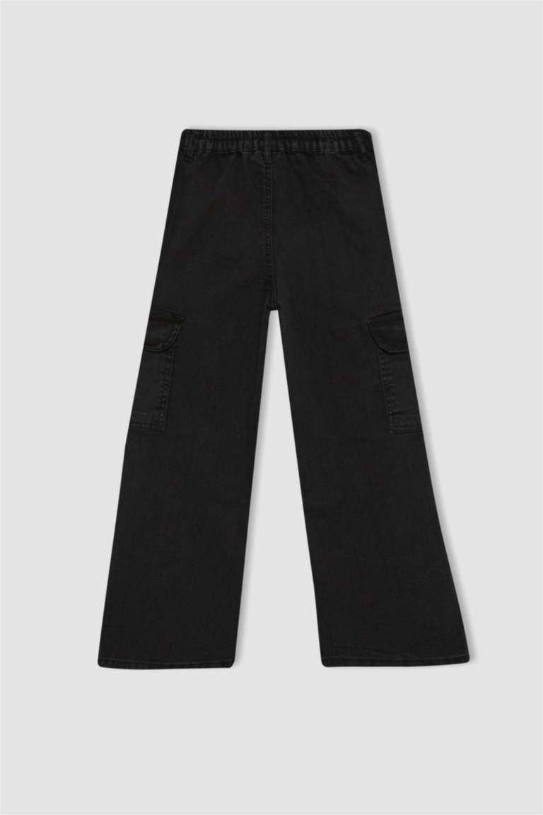 Kız Çocuk Wide Leg Kargo Geniş Paça Jean Pantolon