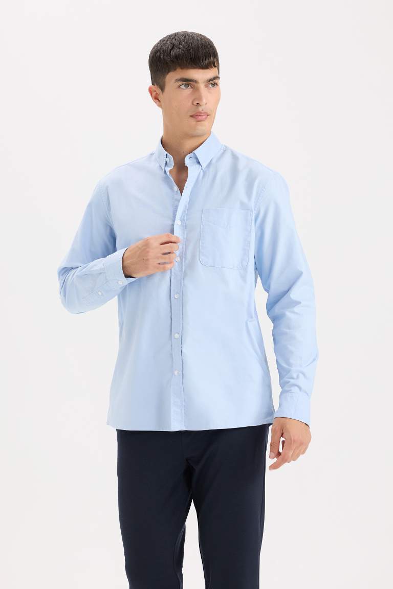 Regular Fit Polo Shirt Oxford Long Sleeve Shirt