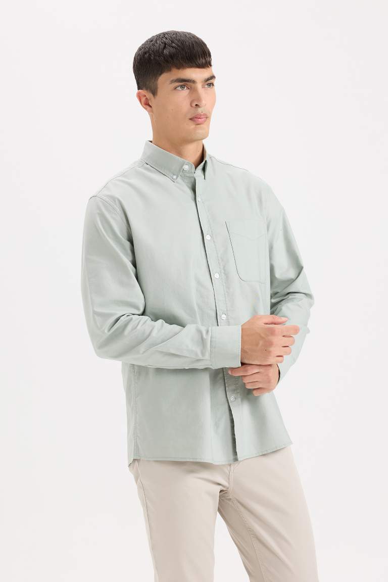 Regular Fit Polo Shirt Oxford Long Sleeve Shirt