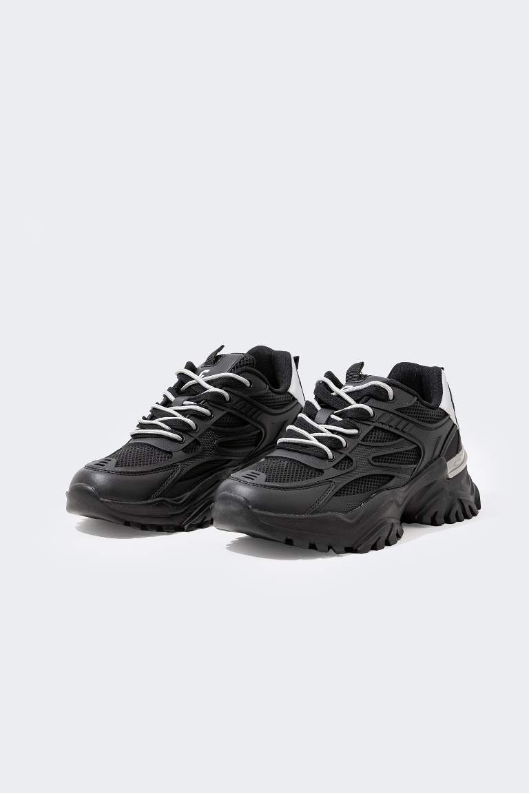 Woman Faux Leather Thick Sole Sport shoes