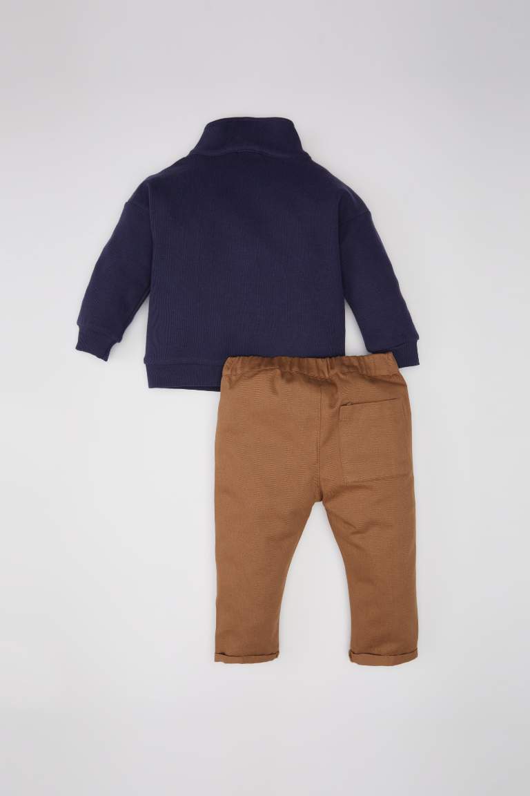 Baby Boy Zippered Sweatshirt Bottom 2 Piece Set