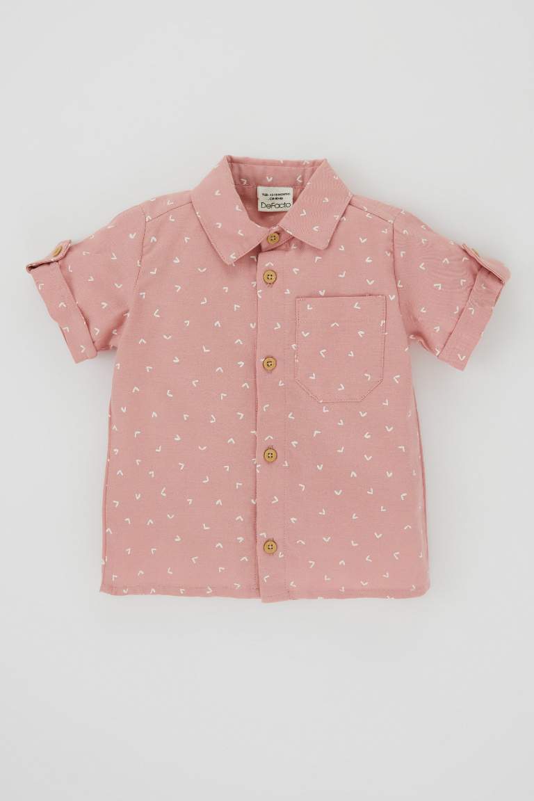 قميص ولادي مطبوع بوبلين قصة عادية