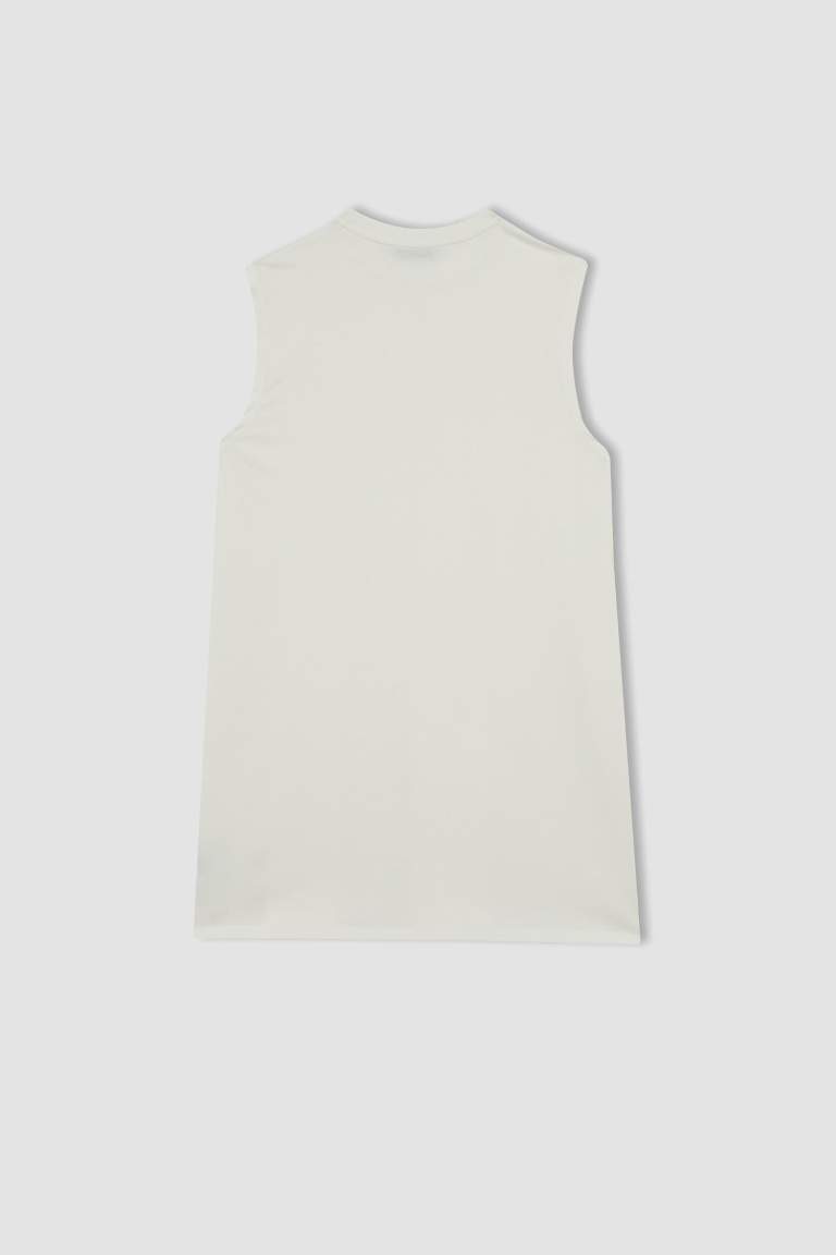 Regular Fit Bisiklet Yaka Kolsuz Basic Düz Tunik