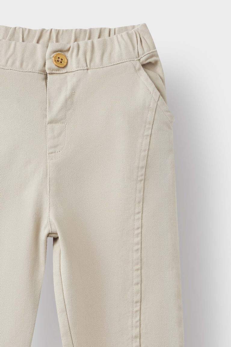 Erkek Bebek Beli Lastikli Düz Paça Gabardin Pantolon