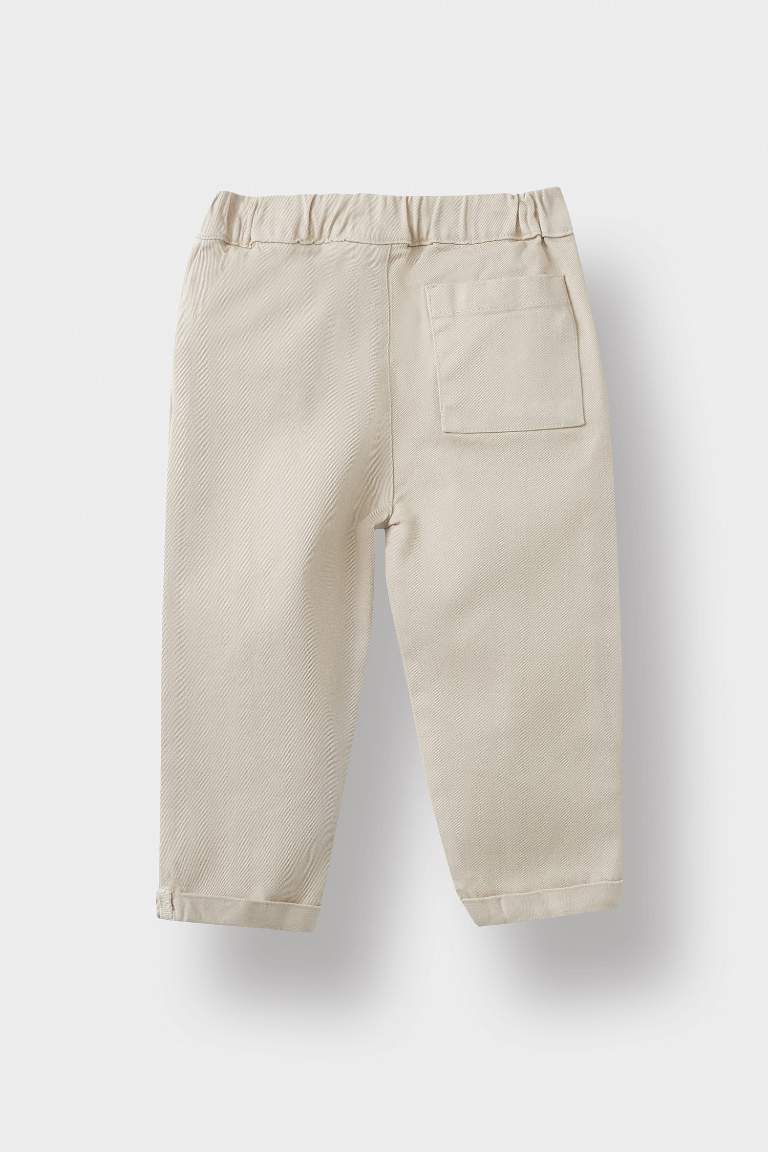 Erkek Bebek Beli Lastikli Düz Paça Gabardin Pantolon