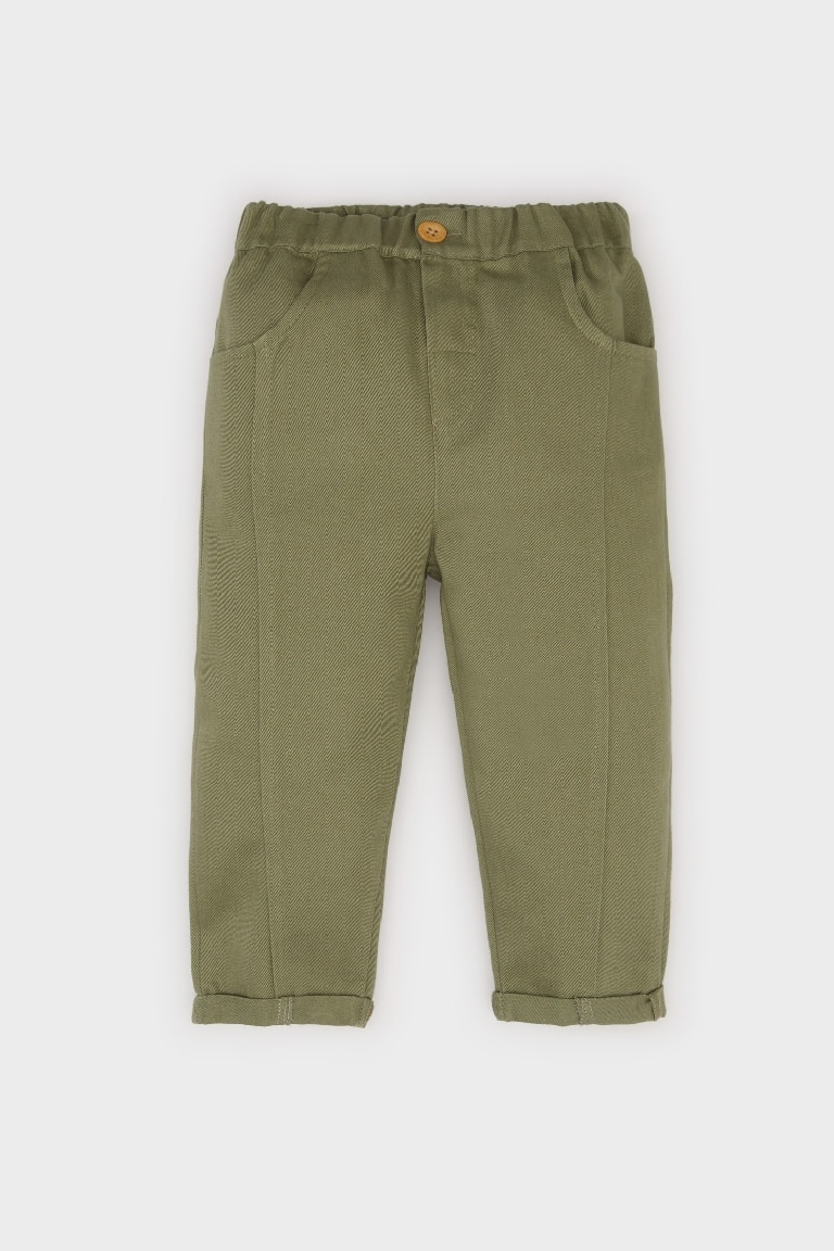 Baby Boy Elastic Waist Straight Leg Gabardine Pants