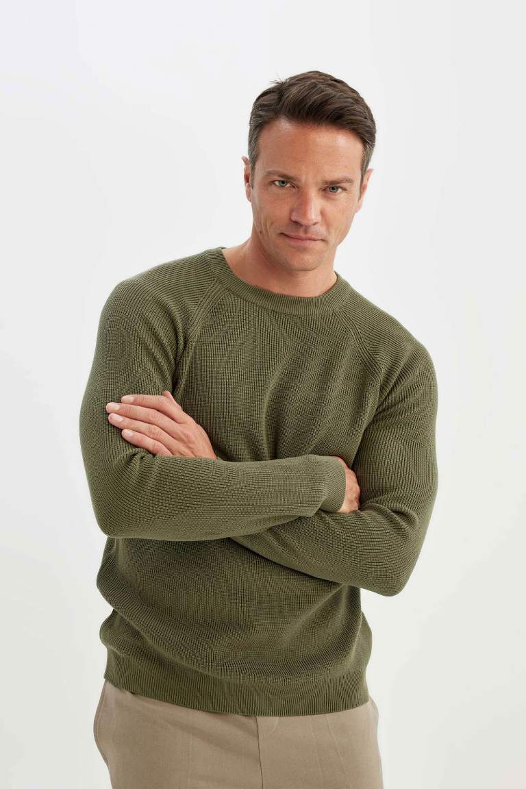 Standard Fit Crew Neck Basic Knitted Pullover