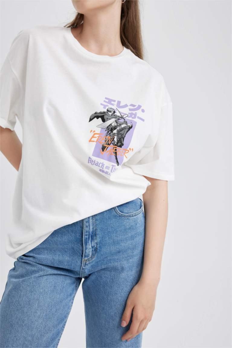 Attack on Titan Oversize Sırt Baskılı Kısa Kollu %100 Pamuk Tişört