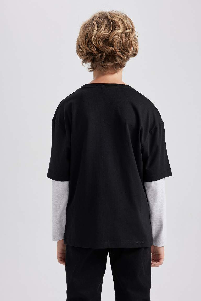 Boy Oversize Fit Crew Neck Long Sleeve T-Shirt