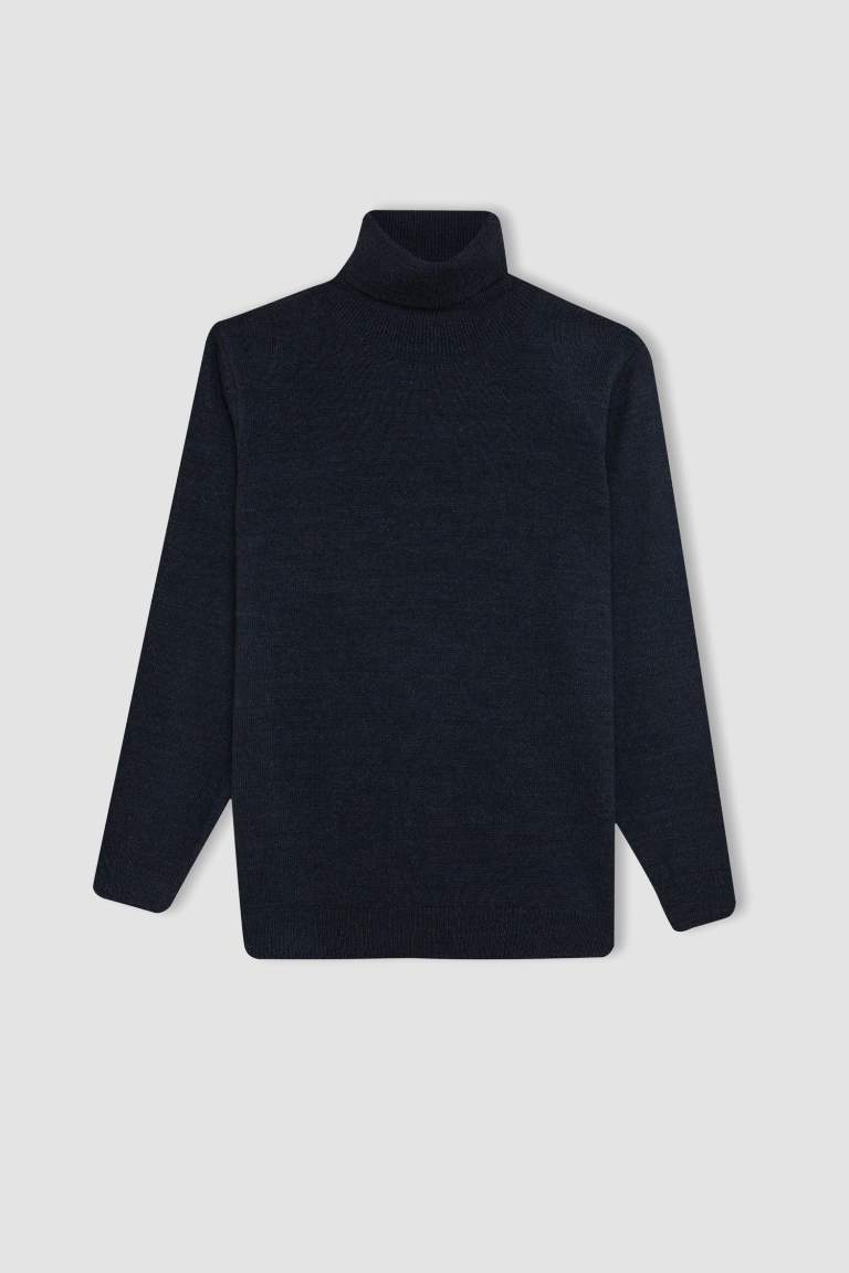 Boy Turtleneck Basic Knitted Pullover